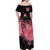 Breast Cancer Off Shoulder Maxi Dress Survivor Polynesian Ribbon Butterfly LT05 - Polynesian Pride