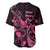 Breast Cancer Awareness Baseball Jersey Ribbon Polynesian Pattern Black Version LT05 - Polynesian Pride