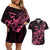 Breast Cancer Awareness Couples Matching Off Shoulder Short Dress and Hawaiian Shirt Ribbon Polynesian Pattern Black Version LT05 Black - Polynesian Pride