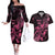 Breast Cancer Awareness Couples Matching Off The Shoulder Long Sleeve Dress and Hawaiian Shirt Ribbon Polynesian Pattern Black Version LT05 Black - Polynesian Pride