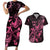 Breast Cancer Awareness Couples Matching Short Sleeve Bodycon Dress and Hawaiian Shirt Ribbon Polynesian Pattern Black Version LT05 Black - Polynesian Pride