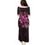 Breast Cancer Awareness Family Matching Puletasi Dress and Hawaiian Shirt Ribbon Polynesian Pattern Black Version LT05 - Polynesian Pride