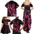 Breast Cancer Awareness Family Matching Summer Maxi Dress and Hawaiian Shirt Ribbon Polynesian Pattern Black Version LT05 - Polynesian Pride