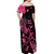 Breast Cancer Awareness Off Shoulder Maxi Dress Ribbon Polynesian Pattern Black Version LT05 - Polynesian Pride