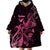 Breast Cancer Awareness Wearable Blanket Hoodie Ribbon Polynesian Pattern Black Version LT05 - Polynesian Pride