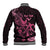 Personalized Breast Cancer Awareness Baseball Jacket Ribbon Polynesian Pattern Black Version LT05 - Polynesian Pride