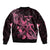 Personalized Breast Cancer Awareness Bomber Jacket Ribbon Polynesian Pattern Black Version LT05 - Polynesian Pride