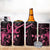 Personalised Breast Cancer Awareness 4 in 1 Can Cooler Tumbler Ribbon Polynesian Pattern Black Version