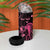 Personalised Breast Cancer Awareness 4 in 1 Can Cooler Tumbler Ribbon Polynesian Pattern Black Version