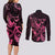 Personalized Breast Cancer Awareness Couples Matching Long Sleeve Bodycon Dress and Long Sleeve Button Shirts Ribbon Polynesian Pattern Black Version LT05 - Polynesian Pride