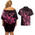 Personalized Breast Cancer Awareness Couples Matching Off Shoulder Short Dress and Hawaiian Shirt Ribbon Polynesian Pattern Black Version LT05 - Polynesian Pride