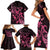 Personalized Breast Cancer Awareness Family Matching Short Sleeve Bodycon Dress and Hawaiian Shirt Ribbon Polynesian Pattern Black Version LT05 - Polynesian Pride