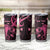 Personalised Breast Cancer Awareness Tumbler Cup Ribbon Polynesian Pattern Black Version