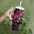 Personalised Breast Cancer Awareness Tumbler With Handle Ribbon Polynesian Pattern Black Version