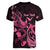 Personalized Breast Cancer Awareness Women V Neck T Shirt Ribbon Polynesian Pattern Black Version LT05 - Polynesian Pride