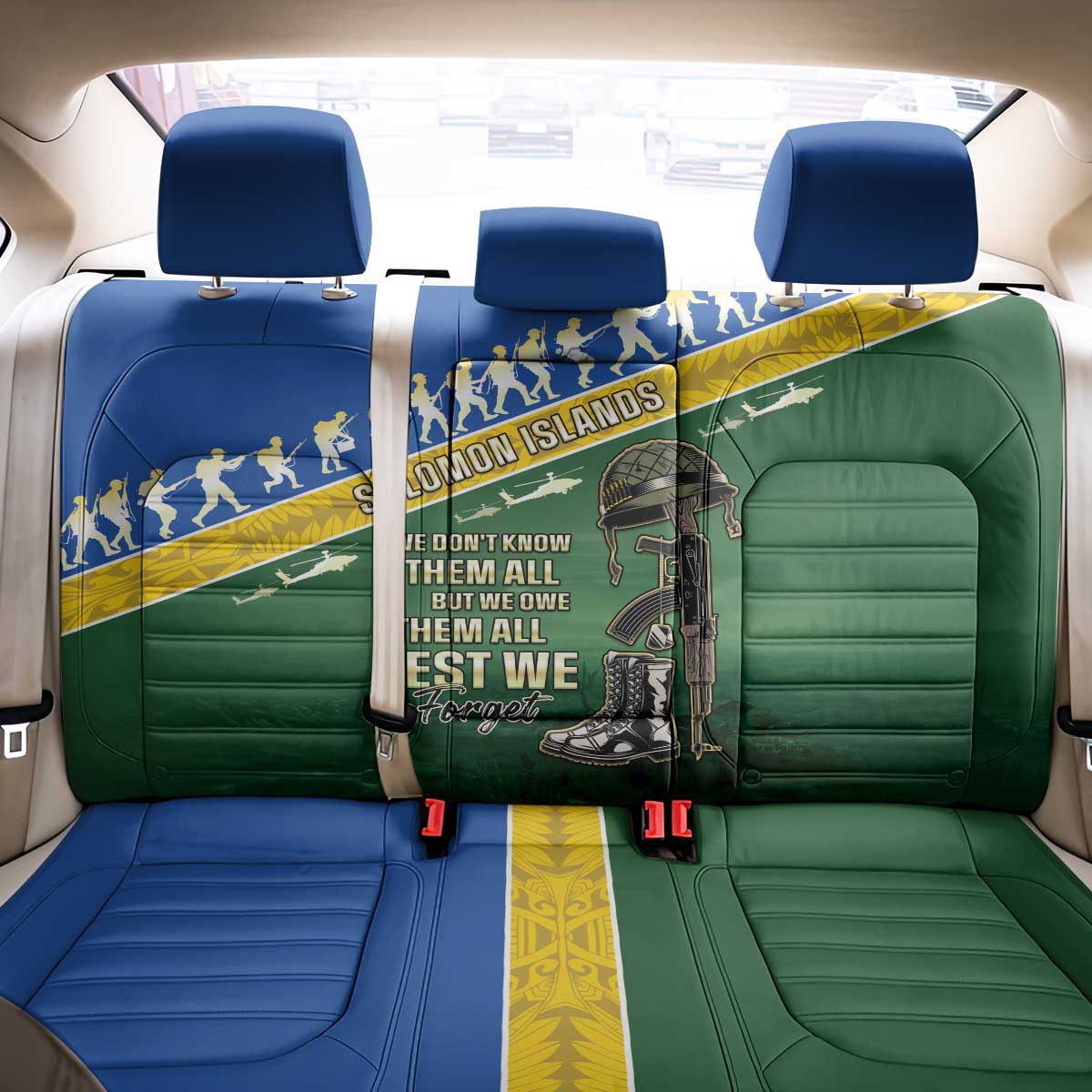 Solomon Islands Remembrance Day Back Car Seat Cover Lest We Forget LT05 - Polynesian Pride