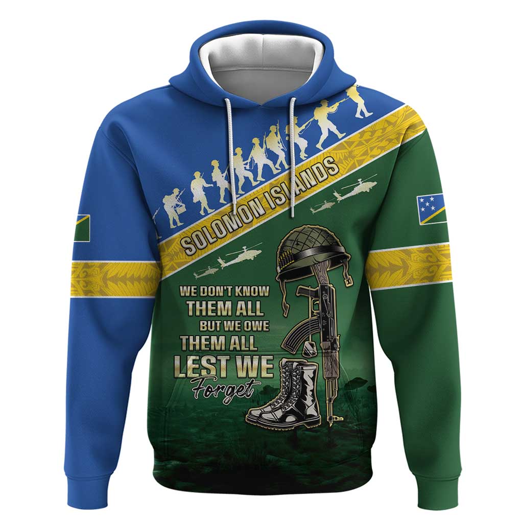 Solomon Islands Remembrance Day Hoodie Lest We Forget LT05 Pullover Hoodie Green - Polynesian Pride