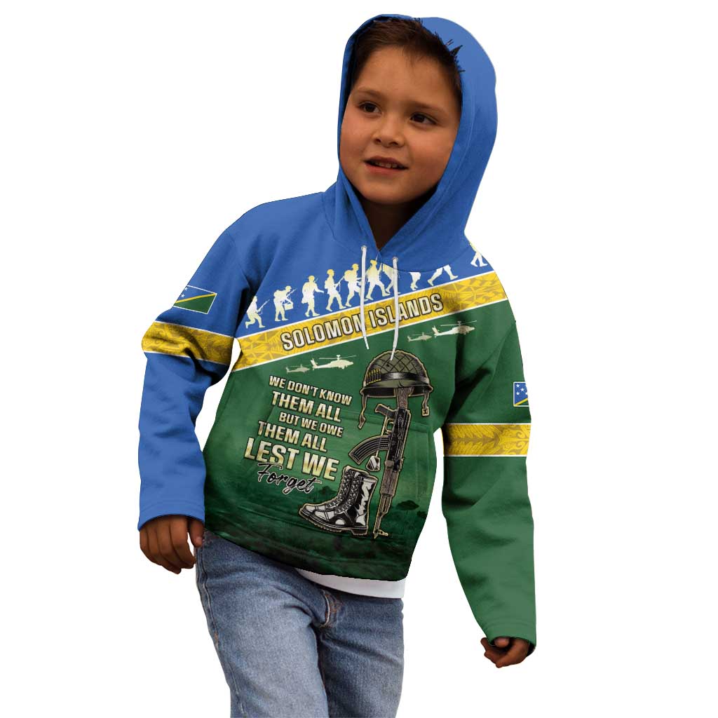 Solomon Islands Remembrance Day Kid Hoodie Lest We Forget LT05 - Polynesian Pride