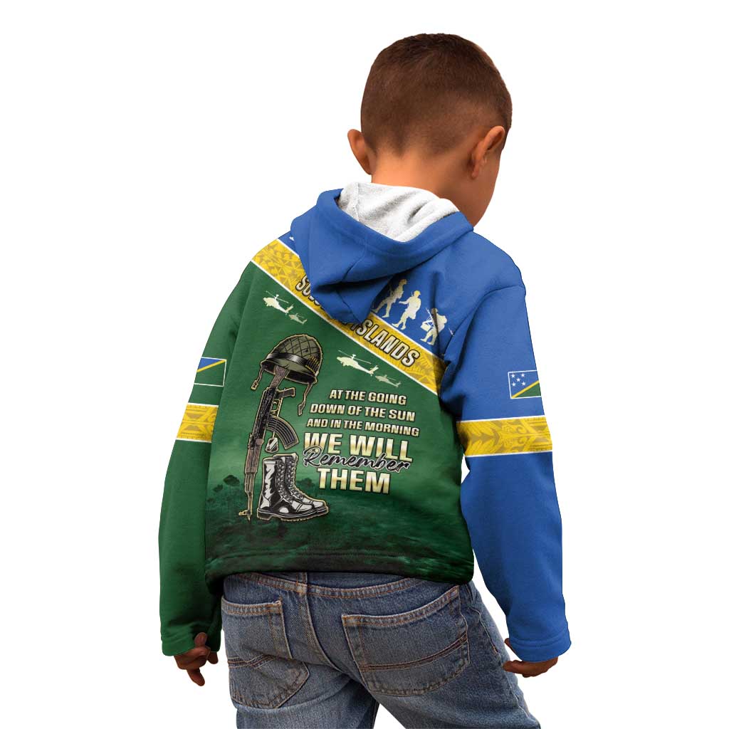Solomon Islands Remembrance Day Kid Hoodie Lest We Forget LT05 - Polynesian Pride