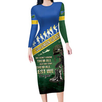 Solomon Islands Remembrance Day Long Sleeve Bodycon Dress Lest We Forget LT05 Long Dress Green - Polynesian Pride