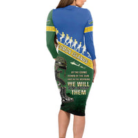 Solomon Islands Remembrance Day Long Sleeve Bodycon Dress Lest We Forget LT05 - Polynesian Pride