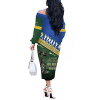 Solomon Islands Remembrance Day Off The Shoulder Long Sleeve Dress Lest We Forget LT05 - Polynesian Pride