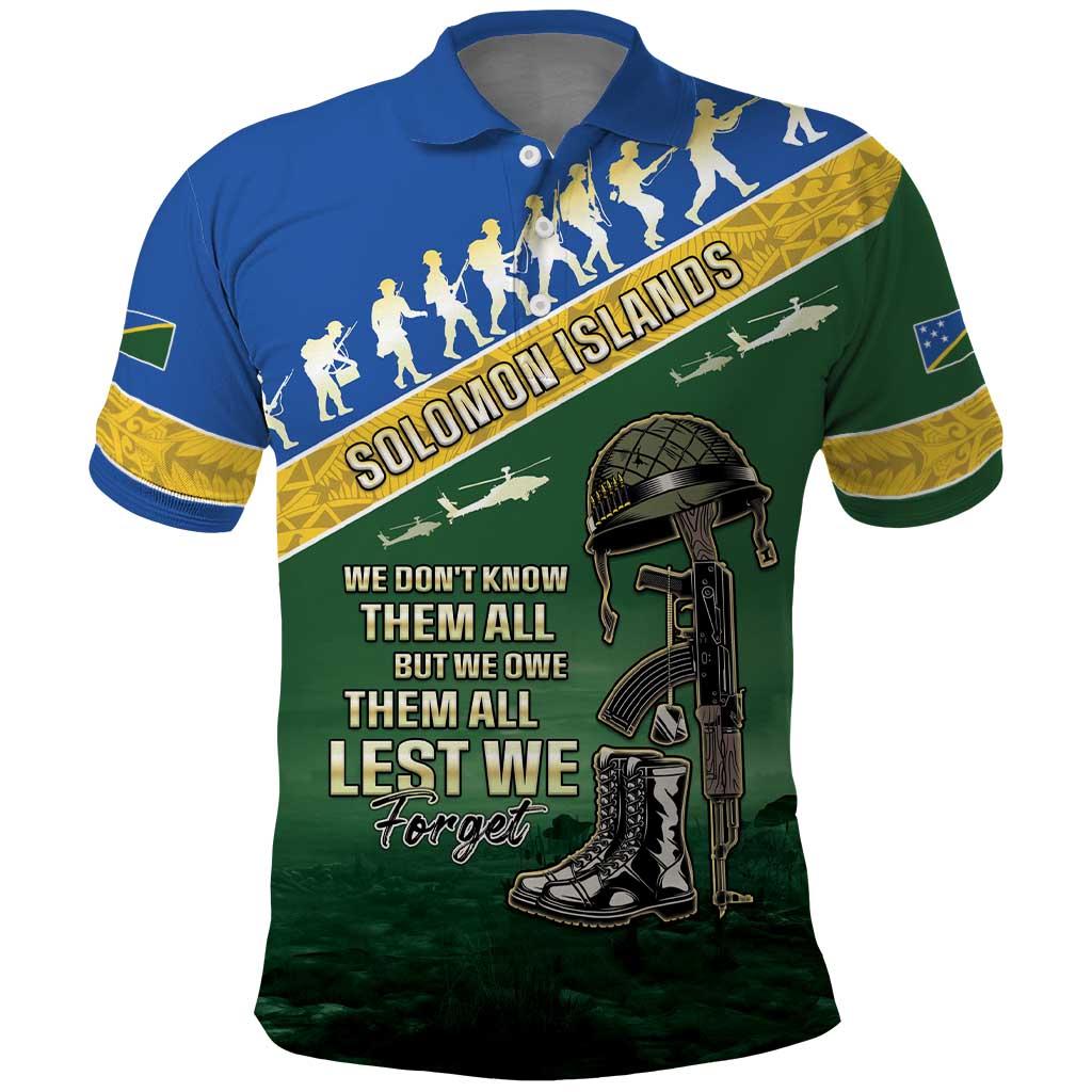 Solomon Islands Remembrance Day Polo Shirt Lest We Forget LT05 Green - Polynesian Pride