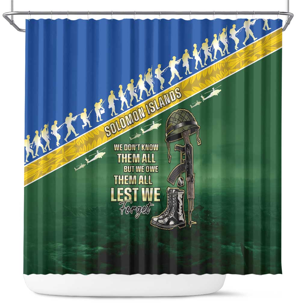 Solomon Islands Remembrance Day Shower Curtain Lest We Forget LT05 Green - Polynesian Pride