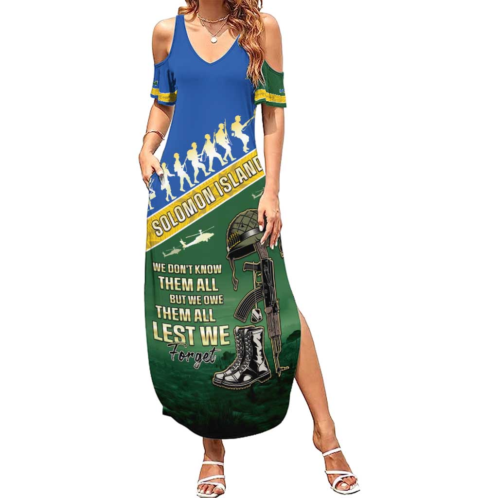 Solomon Islands Remembrance Day Summer Maxi Dress Lest We Forget LT05 Women Green - Polynesian Pride