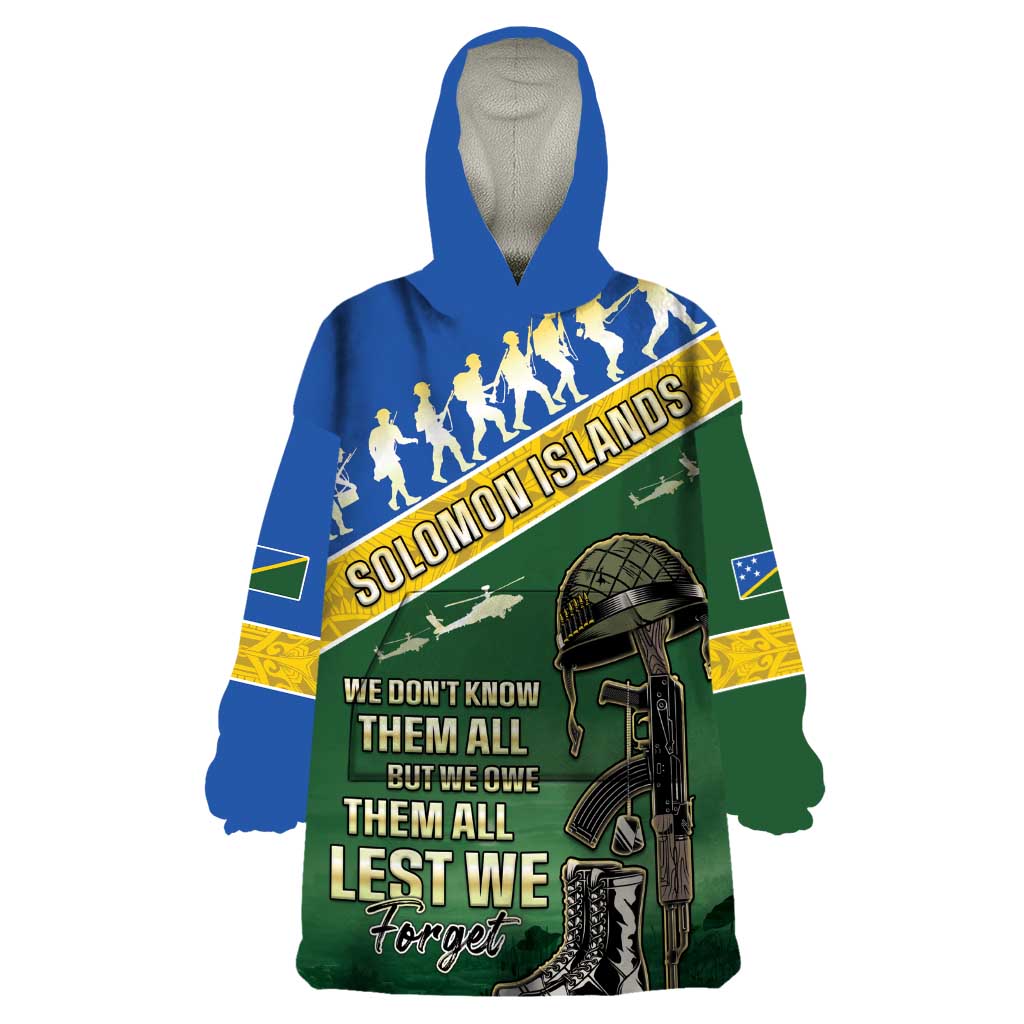 Solomon Islands Remembrance Day Wearable Blanket Hoodie Lest We Forget LT05 One Size Green - Polynesian Pride