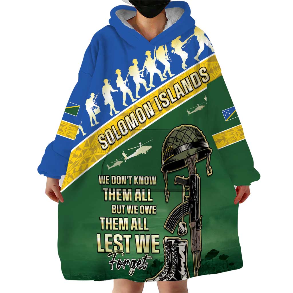 Solomon Islands Remembrance Day Wearable Blanket Hoodie Lest We Forget LT05 - Polynesian Pride