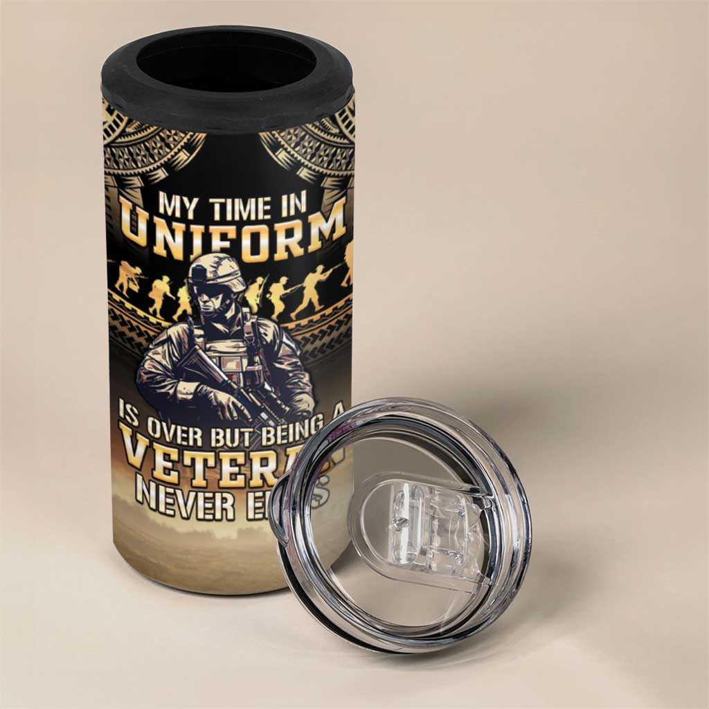 Polynesia Veterans Day 4 in 1 Can Cooler Tumbler Thank You Veterans Polynesian Pattern LT05 - Polynesian Pride