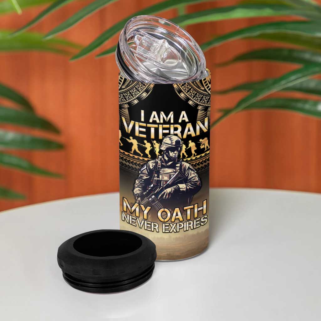 Polynesia Veterans Day 4 in 1 Can Cooler Tumbler Thank You Veterans Polynesian Pattern LT05 - Polynesian Pride