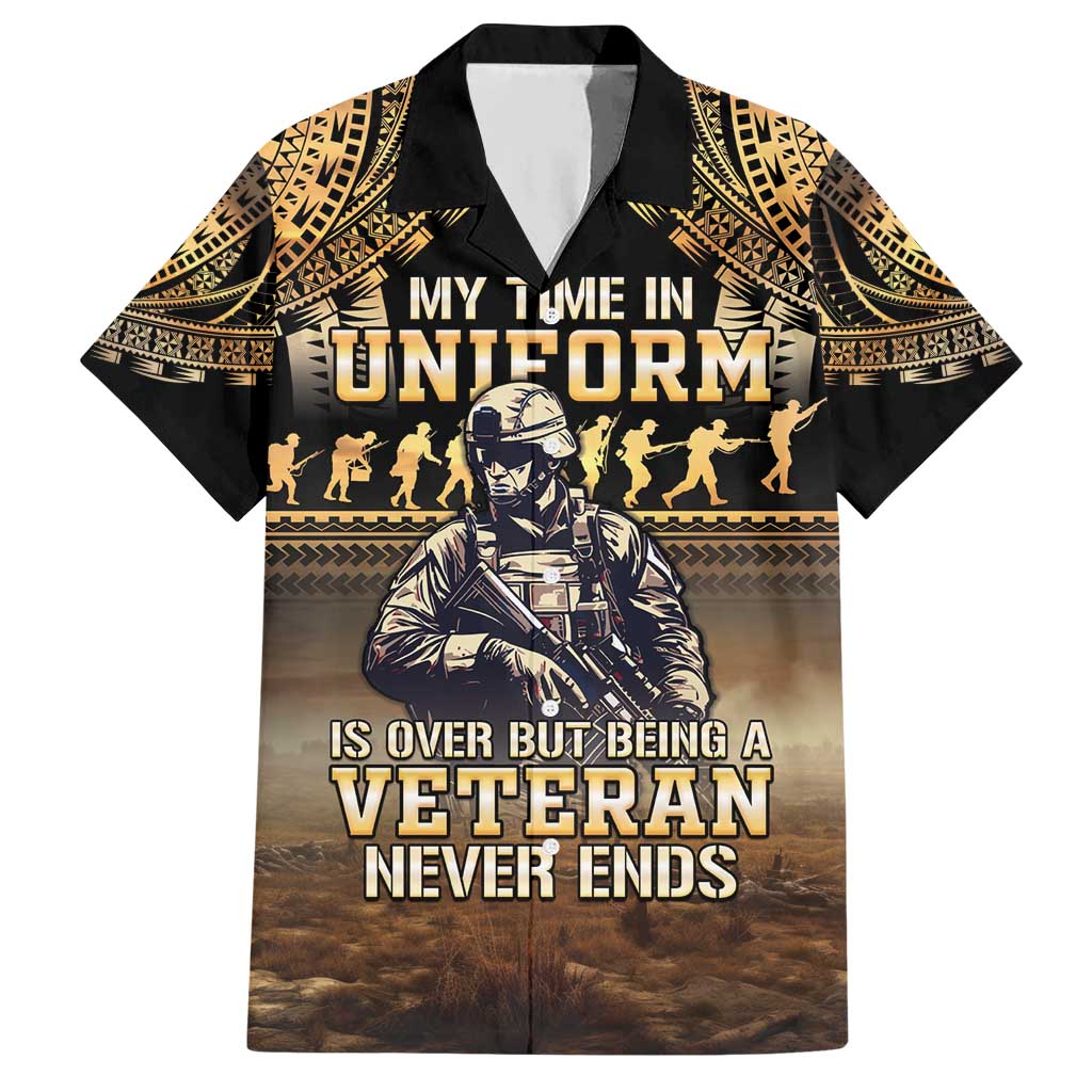 Polynesia Veterans Day Hawaiian Shirt Thank You Veterans Polynesian Pattern LT05 Gold - Polynesian Pride