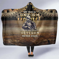 Polynesia Veterans Day Hooded Blanket Thank You Veterans Polynesian Pattern LT05 One Size Gold - Polynesian Pride