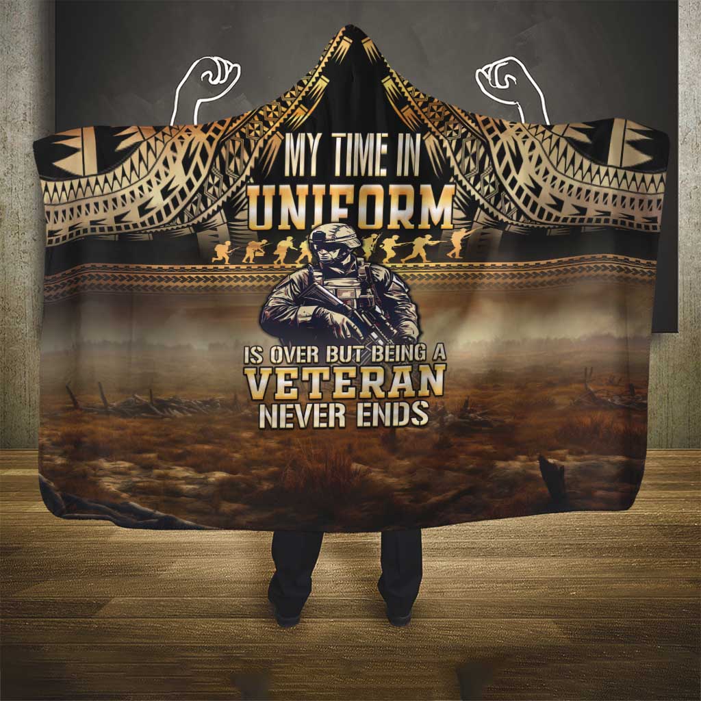 Polynesia Veterans Day Hooded Blanket Thank You Veterans Polynesian Pattern LT05 - Polynesian Pride