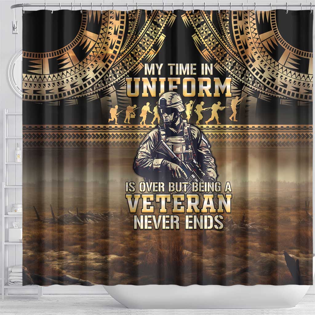 Polynesia Veterans Day Shower Curtain Thank You Veterans Polynesian Pattern LT05 - Polynesian Pride