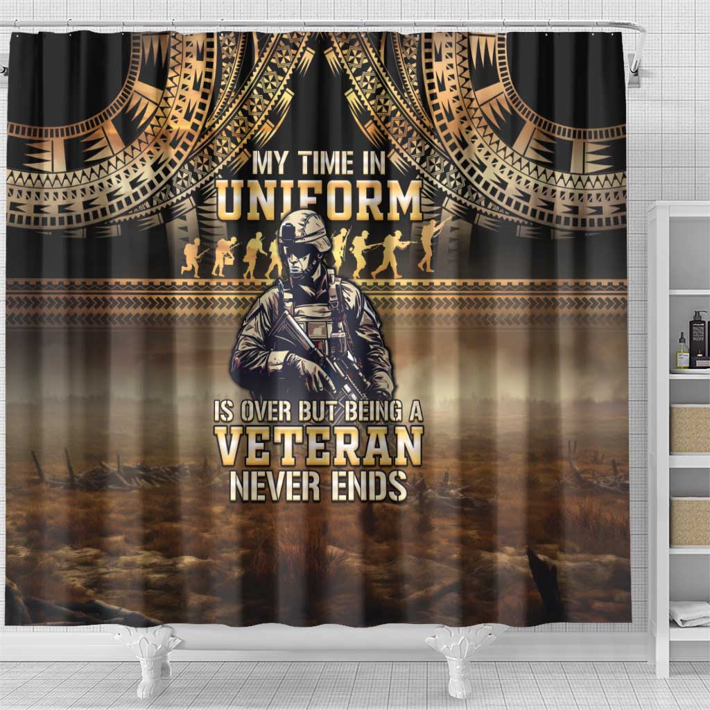 Polynesia Veterans Day Shower Curtain Thank You Veterans Polynesian Pattern LT05 - Polynesian Pride