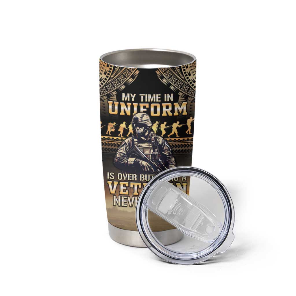 Polynesia Veterans Day Tumbler Cup Thank You Veterans Polynesian Pattern LT05 - Polynesian Pride