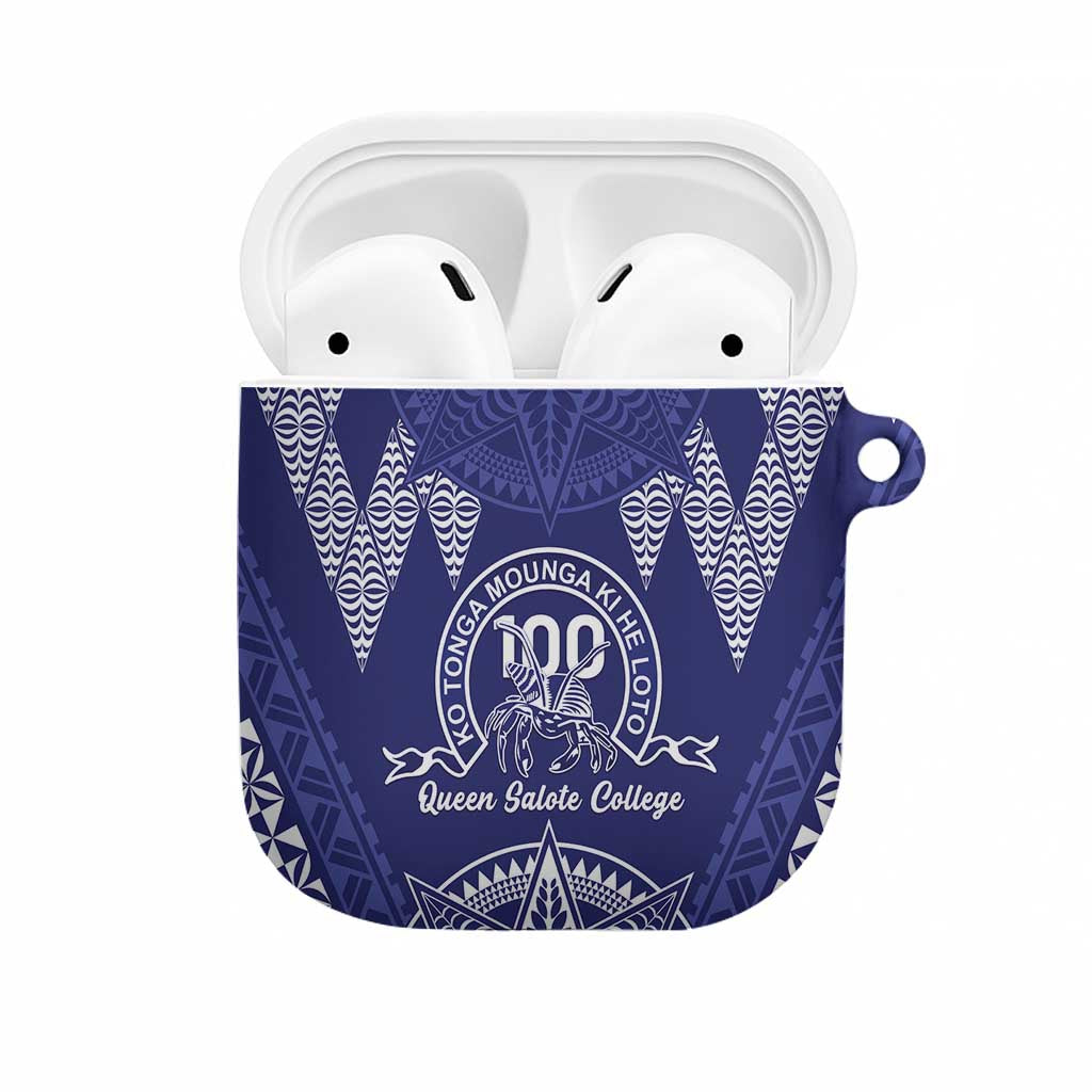 Queen Salote College Centenary AirPods Case Tongan Kupesi Pattern LT05 Navy - Polynesian Pride