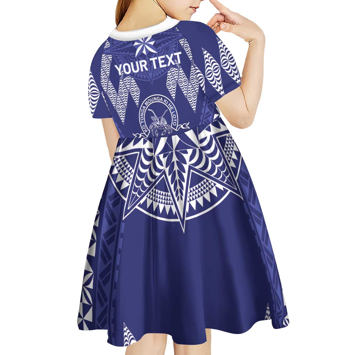 Personalised Queen Salote College Centenary Kid Short Sleeve Dress Tongan Kupesi Pattern LT05 - Polynesian Pride
