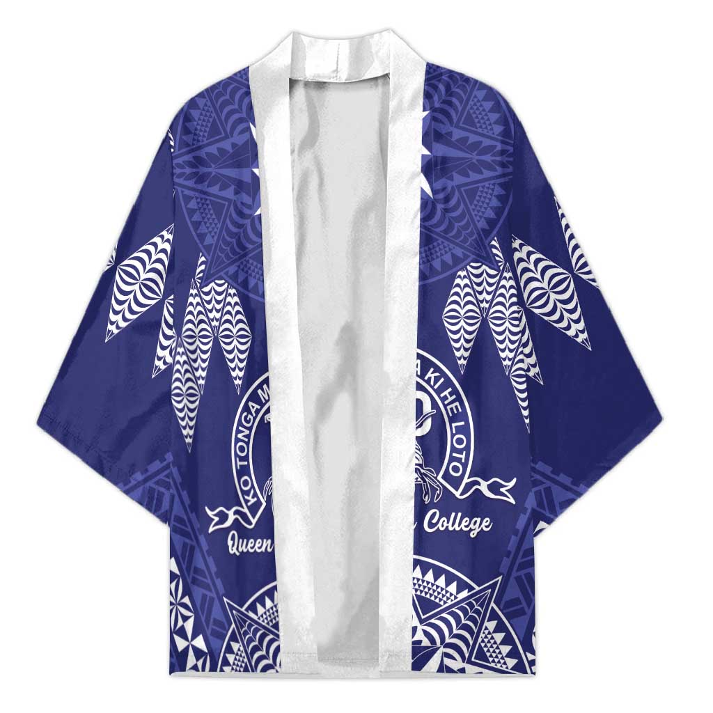 Personalised Queen Salote College Centenary Kimono Tongan Kupesi Pattern LT05 Unisex Navy - Polynesian Pride