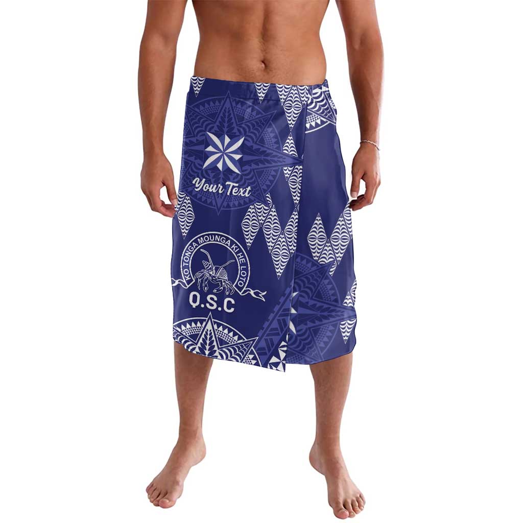 Personalised Queen Salote College Centenary Lavalava Tongan Kupesi Pattern LT05 Navy - Polynesian Pride
