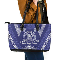 Queen Salote College Centenary Leather Tote Bag Tongan Kupesi Pattern LT05 - Polynesian Pride