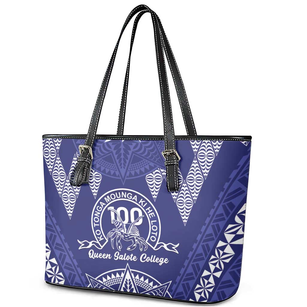 Queen Salote College Centenary Leather Tote Bag Tongan Kupesi Pattern LT05 - Polynesian Pride