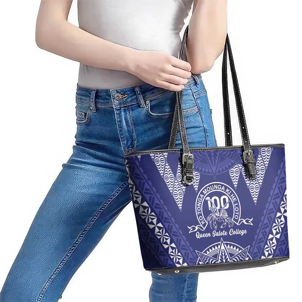 Queen Salote College Centenary Leather Tote Bag Tongan Kupesi Pattern LT05 - Polynesian Pride