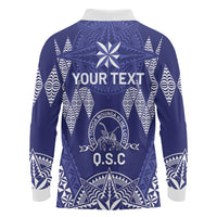 Personalised Queen Salote College Centenary Long Sleeve Polo Shirt Tongan Kupesi Pattern LT05 - Polynesian Pride