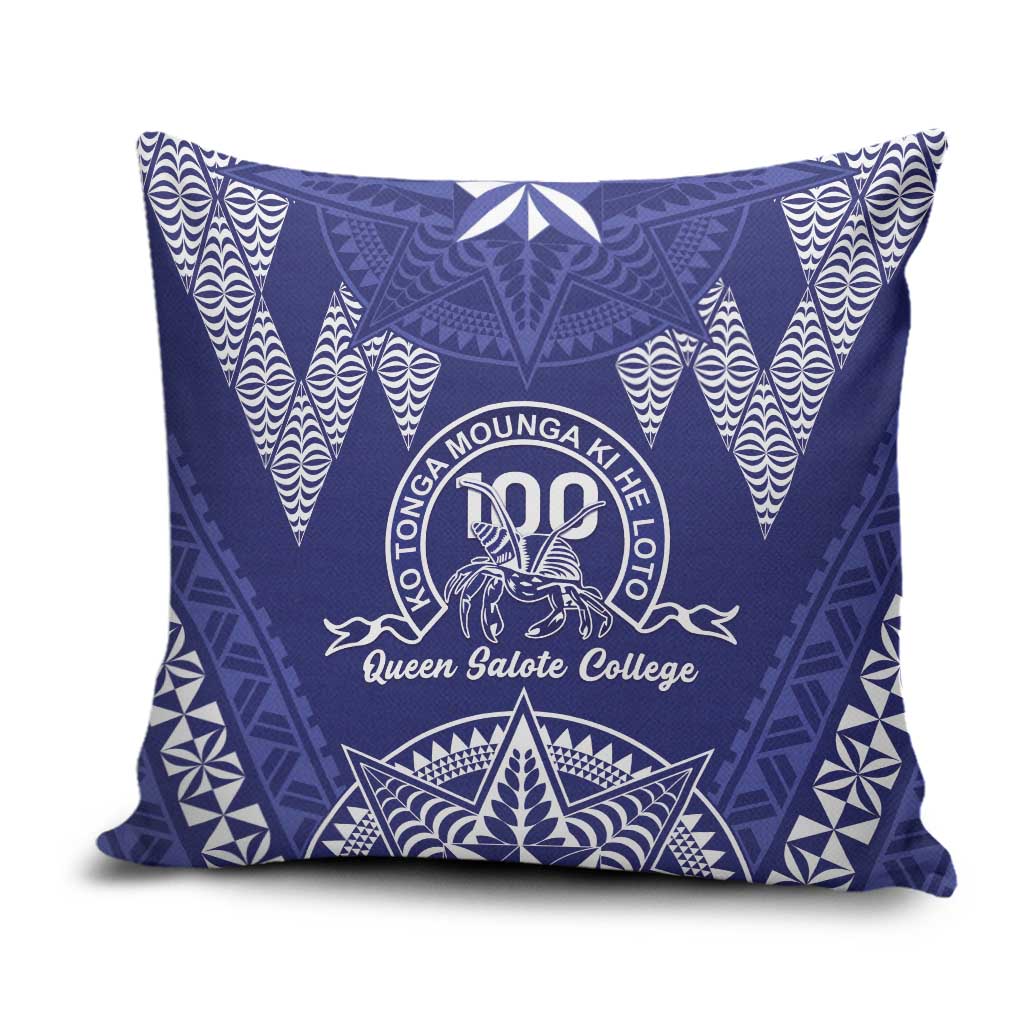 Queen Salote College Centenary Pillow Cover Tongan Kupesi Pattern LT05 Navy - Polynesian Pride
