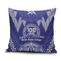 Queen Salote College Centenary Pillow Cover Tongan Kupesi Pattern LT05 Navy - Polynesian Pride