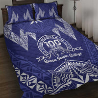 Queen Salote College Centenary Quilt Bed Set Tongan Kupesi Pattern LT05 Navy - Polynesian Pride